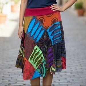 Rising International Boho Patchwork Skirt